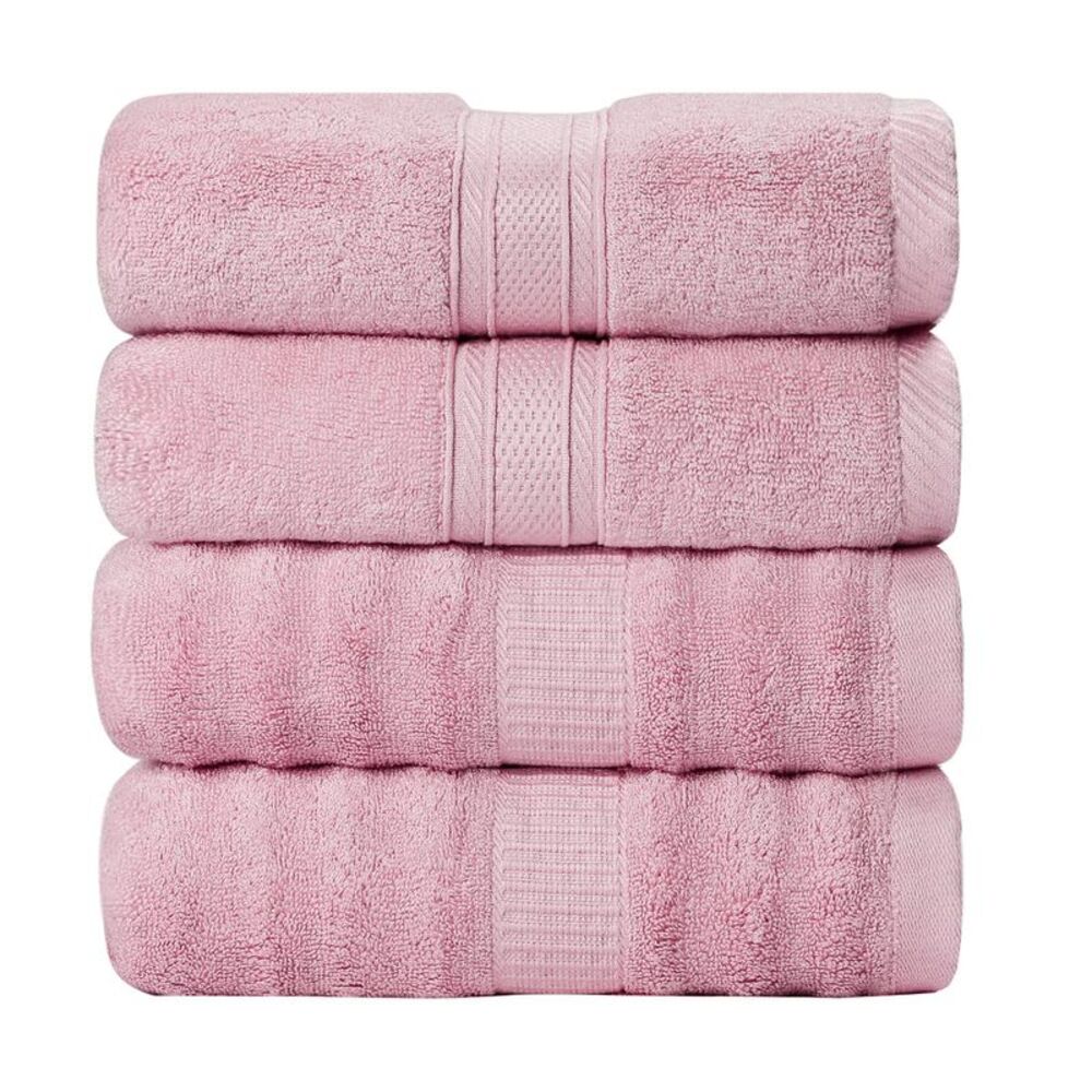 4pcs Natural Bamboo Cotton Bath Towels 27"x54" Pink
